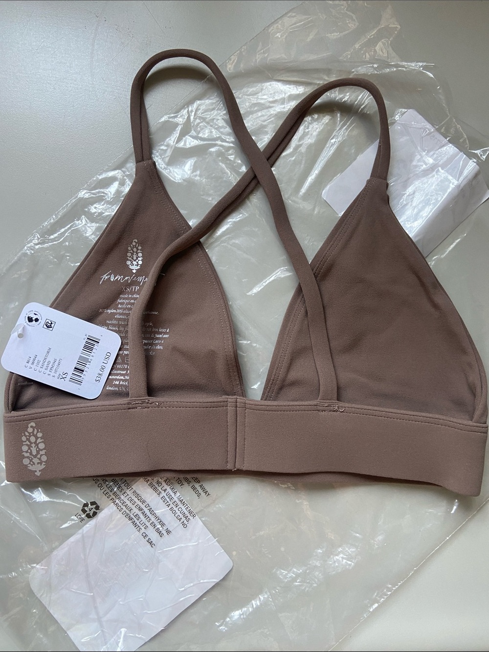 Free People Movement Epic Triangle Bra Bralette Sand XS New with Tags